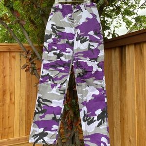 Purple camo cargo pants